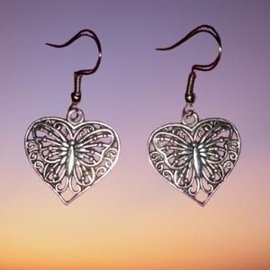 Butterfly heart earrings